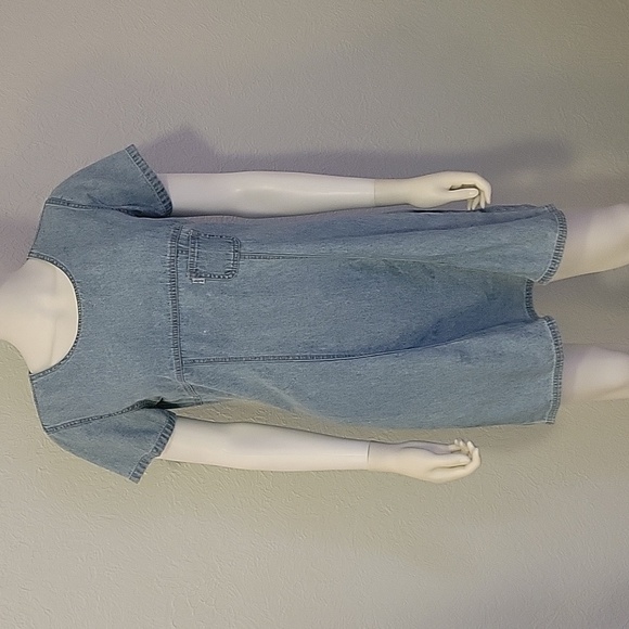 VTG LEVI'S 1990s Light Wash Cowboy Core Chambray Denim Short Sleeve Mini Dress - Picture 5 of 10